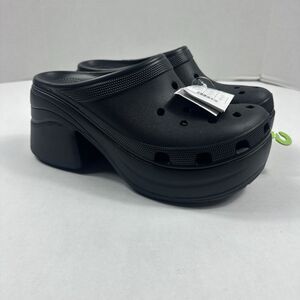 NWT Crocs Siren Platform High Heeled Clogs Black Slip-On Comfort Shoes Womens 13